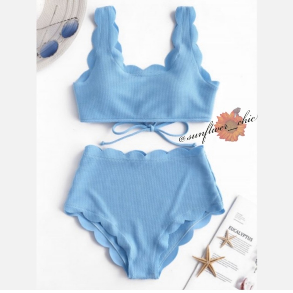 🆕️Scalloped Textured High Waist Bikini